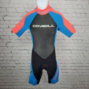 O'Neill Blue Orange Reactor 2:1mm Back Zip Shorty Springsuit Wetsuit USA Small S